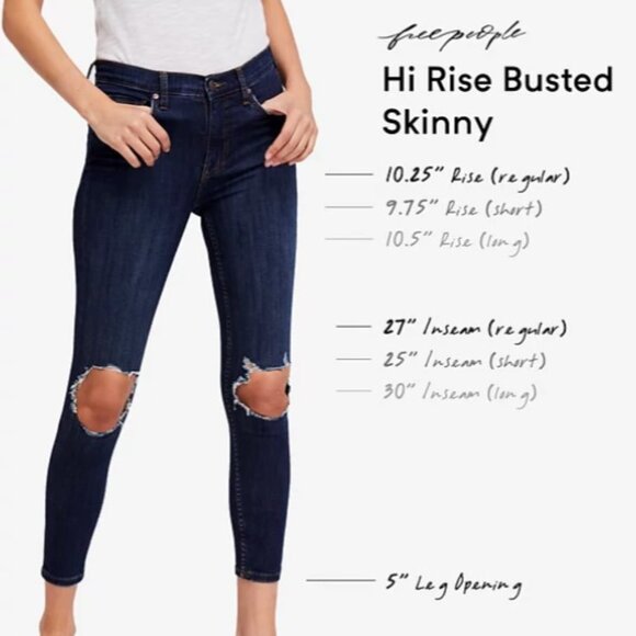 Free People High-Rise Busted Skinny Dark Blue Jeans - Picture 1 of 6
